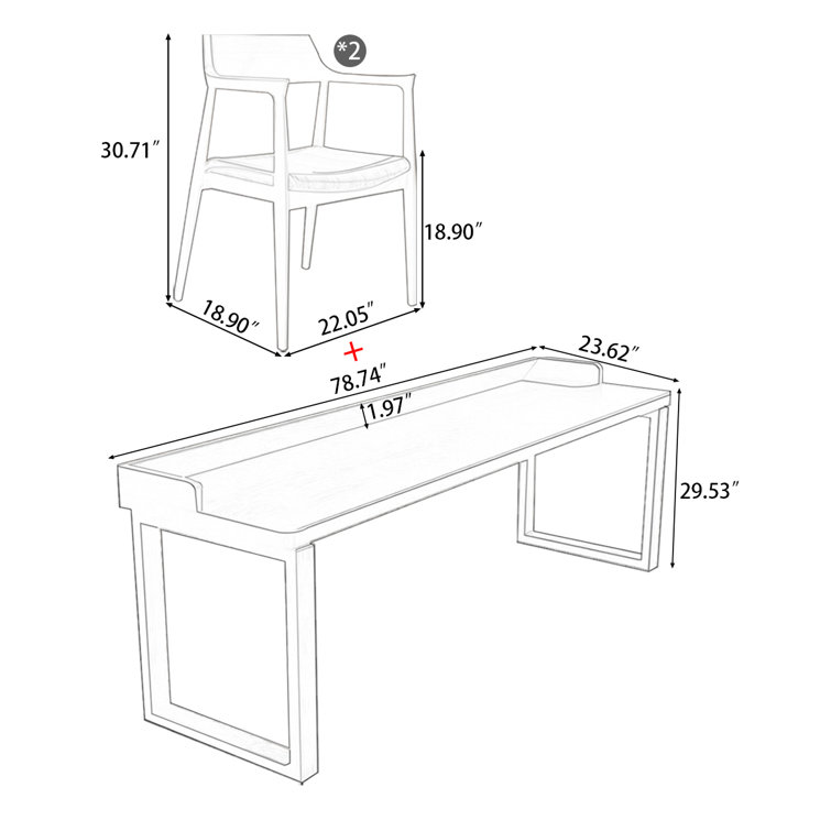 Loon Peak® Harsanje 3 Solid Wood Desk And Chair Set Office Set with